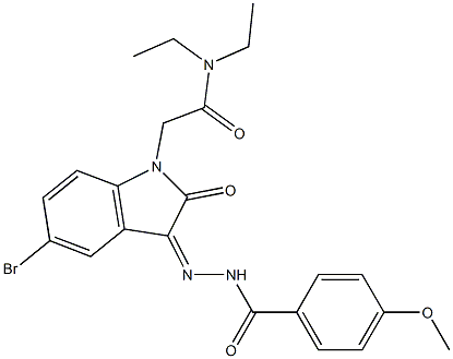 N-[(Z)-[5-bromo-1-[2-(diethylamino)-2-oxoethyl]-2-oxoindol-3-ylidene]amino]-4-methoxybenzamide Struktur