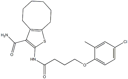 2-[4-(4-chloro-2-methylphenoxy)butanoylamino]-4,5,6,7,8,9-hexahydrocycloocta[b]thiophene-3-carboxamide Struktur