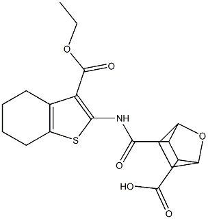 2-[(3-ethoxycarbonyl-4,5,6,7-tetrahydro-1-benzothiophen-2-yl)carbamoyl]-7-oxabicyclo[2.2.1]heptane-3-carboxylic acid Struktur