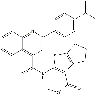 methyl 2-[[2-(4-propan-2-ylphenyl)quinoline-4-carbonyl]amino]-5,6-dihydro-4H-cyclopenta[b]thiophene-3-carboxylate Struktur