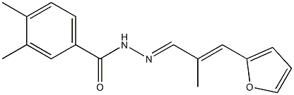 N-[(E)-[(E)-3-(furan-2-yl)-2-methylprop-2-enylidene]amino]-3,4-dimethylbenzamide Struktur