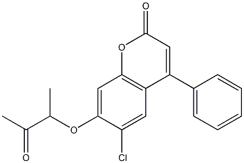 6-chloro-7-(3-oxobutan-2-yloxy)-4-phenylchromen-2-one Struktur