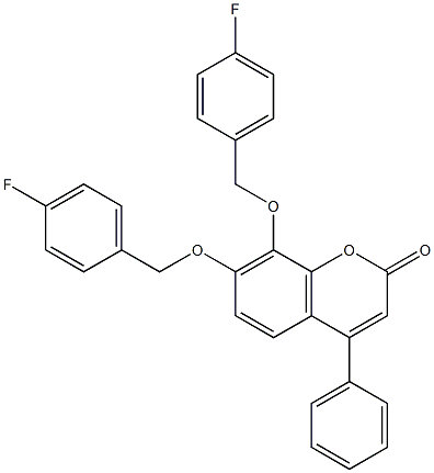 7,8-bis[(4-fluorophenyl)methoxy]-4-phenylchromen-2-one Struktur