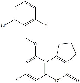 9-[(2,6-dichlorophenyl)methoxy]-7-methyl-2,3-dihydro-1H-cyclopenta[c]chromen-4-one Struktur