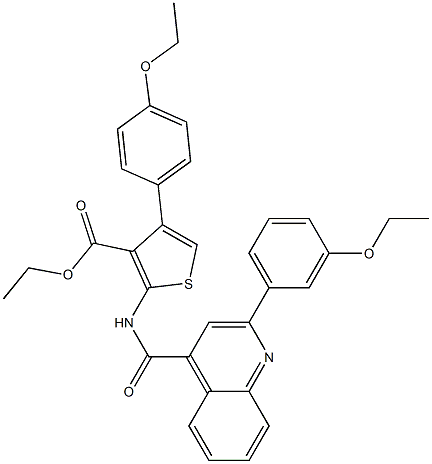 ethyl 4-(4-ethoxyphenyl)-2-[[2-(3-ethoxyphenyl)quinoline-4-carbonyl]amino]thiophene-3-carboxylate Struktur