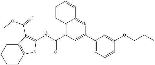 methyl 2-[[2-(3-propoxyphenyl)quinoline-4-carbonyl]amino]-4,5,6,7-tetrahydro-1-benzothiophene-3-carboxylate Struktur