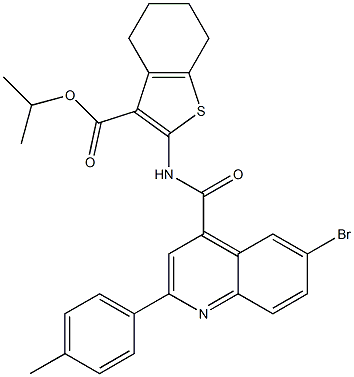 propan-2-yl 2-[[6-bromo-2-(4-methylphenyl)quinoline-4-carbonyl]amino]-4,5,6,7-tetrahydro-1-benzothiophene-3-carboxylate Struktur