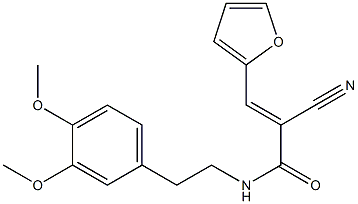 (E)-2-cyano-N-[2-(3,4-dimethoxyphenyl)ethyl]-3-(furan-2-yl)prop-2-enamide Struktur