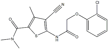 5-[[2-(2-chlorophenoxy)acetyl]amino]-4-cyano-N,N,3-trimethylthiophene-2-carboxamide Struktur