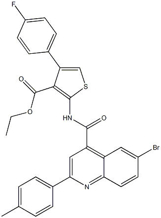 ethyl 2-[[6-bromo-2-(4-methylphenyl)quinoline-4-carbonyl]amino]-4-(4-fluorophenyl)thiophene-3-carboxylate Struktur