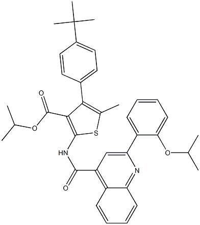 propan-2-yl 4-(4-tert-butylphenyl)-5-methyl-2-[[2-(2-propan-2-yloxyphenyl)quinoline-4-carbonyl]amino]thiophene-3-carboxylate Struktur