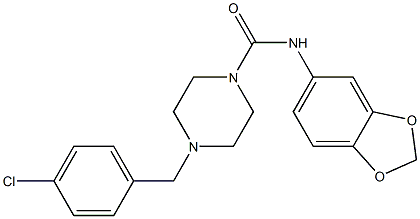 N-(1,3-benzodioxol-5-yl)-4-[(4-chlorophenyl)methyl]piperazine-1-carboxamide Struktur