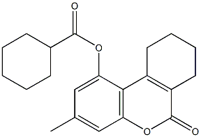 (3-methyl-6-oxo-7,8,9,10-tetrahydrobenzo[c]chromen-1-yl) cyclohexanecarboxylate Struktur