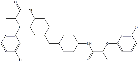 2-(3-chlorophenoxy)-N-[4-[[4-[2-(3-chlorophenoxy)propanoylamino]cyclohexyl]methyl]cyclohexyl]propanamide Struktur