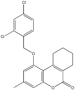 1-[(2,4-dichlorophenyl)methoxy]-3-methyl-7,8,9,10-tetrahydrobenzo[c]chromen-6-one Struktur