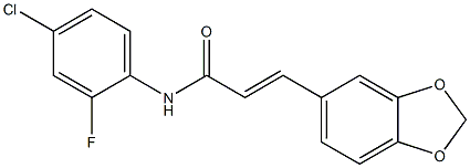 (E)-3-(1,3-benzodioxol-5-yl)-N-(4-chloro-2-fluorophenyl)prop-2-enamide Struktur