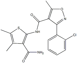 N-(3-carbamoyl-4,5-dimethylthiophen-2-yl)-3-(2-chlorophenyl)-5-methyl-1,2-oxazole-4-carboxamide Struktur