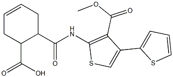 6-[(3-methoxycarbonyl-4-thiophen-2-ylthiophen-2-yl)carbamoyl]cyclohex-3-ene-1-carboxylic acid Struktur