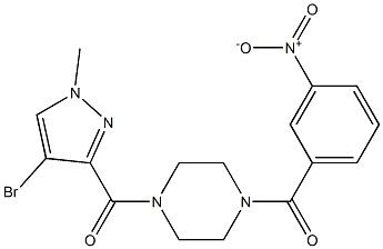 [4-(4-bromo-1-methylpyrazole-3-carbonyl)piperazin-1-yl]-(3-nitrophenyl)methanone Struktur