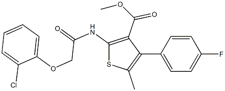 methyl 2-[[2-(2-chlorophenoxy)acetyl]amino]-4-(4-fluorophenyl)-5-methylthiophene-3-carboxylate Struktur