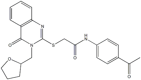 N-(4-acetylphenyl)-2-[4-oxo-3-(oxolan-2-ylmethyl)quinazolin-2-yl]sulfanylacetamide Struktur