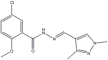 5-chloro-N-[(E)-(1,3-dimethylpyrazol-4-yl)methylideneamino]-2-methoxybenzamide Struktur