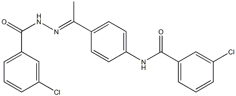 3-chloro-N-[4-[(E)-N-[(3-chlorobenzoyl)amino]-C-methylcarbonimidoyl]phenyl]benzamide Struktur