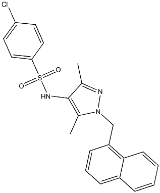 4-chloro-N-[3,5-dimethyl-1-(naphthalen-1-ylmethyl)pyrazol-4-yl]benzenesulfonamide Struktur