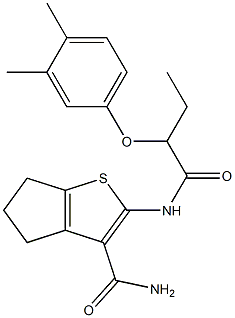 2-[2-(3,4-dimethylphenoxy)butanoylamino]-5,6-dihydro-4H-cyclopenta[b]thiophene-3-carboxamide Struktur