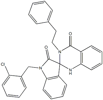 1'-[(2-chlorophenyl)methyl]-3-(2-phenylethyl)spiro[1H-quinazoline-2,3'-indole]-2',4-dione Struktur