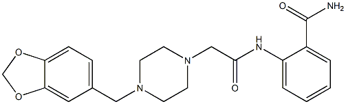 2-[[2-[4-(1,3-benzodioxol-5-ylmethyl)piperazin-1-yl]acetyl]amino]benzamide Struktur