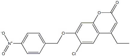 6-chloro-4-ethyl-7-[(4-nitrophenyl)methoxy]chromen-2-one Struktur