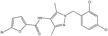 5-bromo-N-[1-[(2,4-dichlorophenyl)methyl]-3,5-dimethylpyrazol-4-yl]furan-2-carboxamide Struktur