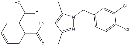 6-[[1-[(3,4-dichlorophenyl)methyl]-3,5-dimethylpyrazol-4-yl]carbamoyl]cyclohex-3-ene-1-carboxylic acid Struktur