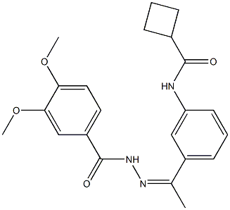 N-[(Z)-1-[3-(cyclobutanecarbonylamino)phenyl]ethylideneamino]-3,4-dimethoxybenzamide Struktur