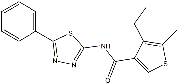 4-ethyl-5-methyl-N-(5-phenyl-1,3,4-thiadiazol-2-yl)thiophene-3-carboxamide Struktur