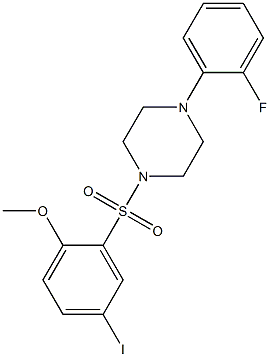 1-(2-fluorophenyl)-4-(5-iodo-2-methoxyphenyl)sulfonylpiperazine Struktur