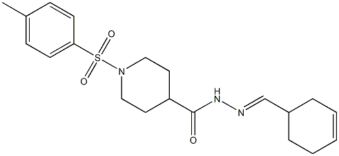 N-[(E)-cyclohex-3-en-1-ylmethylideneamino]-1-(4-methylphenyl)sulfonylpiperidine-4-carboxamide Struktur