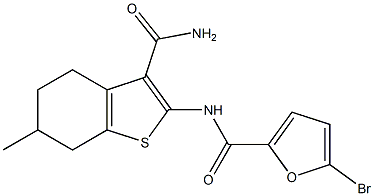 5-bromo-N-(3-carbamoyl-6-methyl-4,5,6,7-tetrahydro-1-benzothiophen-2-yl)furan-2-carboxamide Struktur