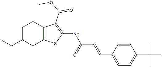 methyl 2-[[(E)-3-(4-tert-butylphenyl)prop-2-enoyl]amino]-6-ethyl-4,5,6,7-tetrahydro-1-benzothiophene-3-carboxylate Structure