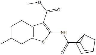 methyl 2-(bicyclo[2.2.1]heptane-3-carbonylamino)-6-methyl-4,5,6,7-tetrahydro-1-benzothiophene-3-carboxylate Struktur