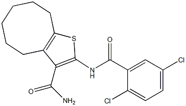 2-[(2,5-dichlorobenzoyl)amino]-4,5,6,7,8,9-hexahydrocycloocta[b]thiophene-3-carboxamide Struktur