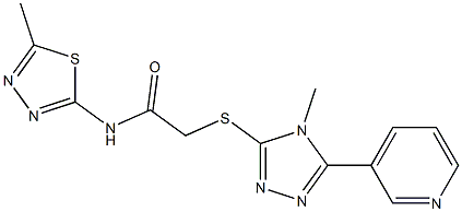 2-[(4-methyl-5-pyridin-3-yl-1,2,4-triazol-3-yl)sulfanyl]-N-(5-methyl-1,3,4-thiadiazol-2-yl)acetamide Struktur