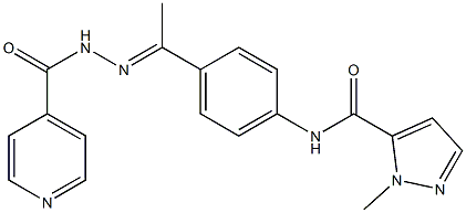 N-[(E)-1-[4-[(2-methylpyrazole-3-carbonyl)amino]phenyl]ethylideneamino]pyridine-4-carboxamide Struktur