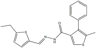 N-[(E)-(5-ethylthiophen-2-yl)methylideneamino]-5-methyl-4-phenylthiophene-3-carboxamide Struktur