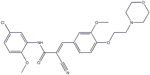 (E)-N-(5-chloro-2-methoxyphenyl)-2-cyano-3-[3-methoxy-4-(2-morpholin-4-ylethoxy)phenyl]prop-2-enamide Struktur