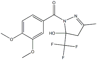 (3,4-dimethoxyphenyl)-[5-hydroxy-3-methyl-5-(trifluoromethyl)-4H-pyrazol-1-yl]methanone Struktur