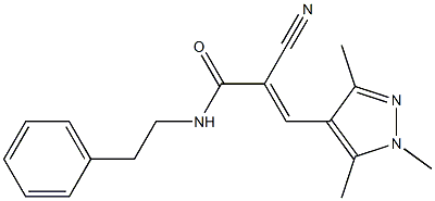 (E)-2-cyano-N-(2-phenylethyl)-3-(1,3,5-trimethylpyrazol-4-yl)prop-2-enamide Struktur