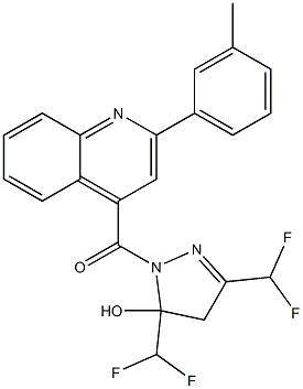 [3,5-bis(difluoromethyl)-5-hydroxy-4H-pyrazol-1-yl]-[2-(3-methylphenyl)quinolin-4-yl]methanone Struktur