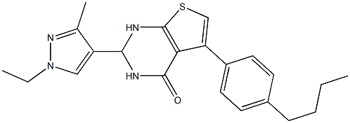 5-(4-butylphenyl)-2-(1-ethyl-3-methylpyrazol-4-yl)-2,3-dihydro-1H-thieno[2,3-d]pyrimidin-4-one Struktur